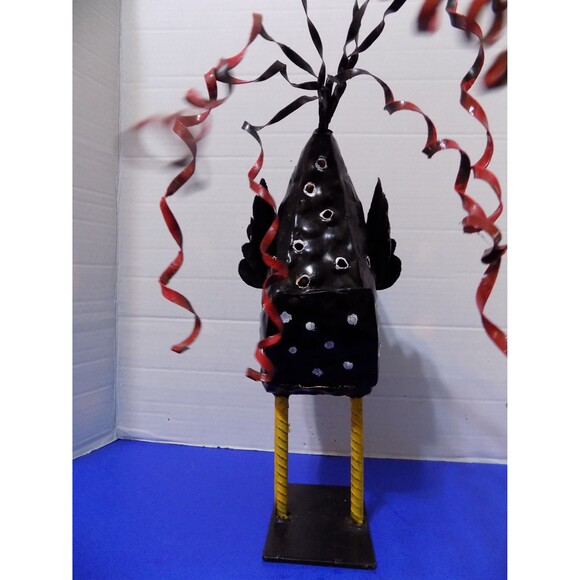 Vintage Blue Sky 2002 Metal Rustic Rooster Chicken Tea Candle Sculpture Country - Picture 6 of 9